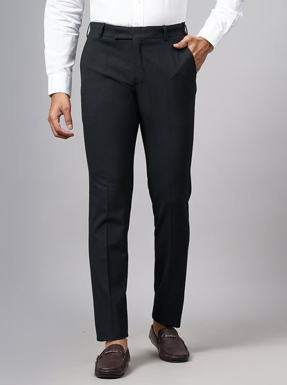 Green Solid Super Slim Fit Formal Trouser | JadeBlue Youth