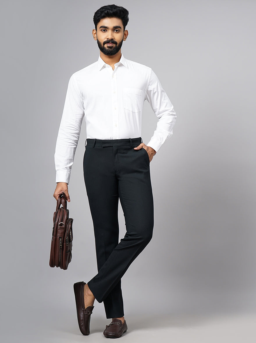 Green Solid Super Slim Fit Formal Trouser | JadeBlue Youth