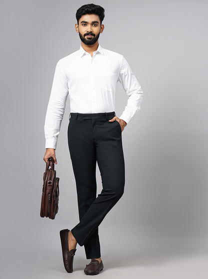 Green Solid Super Slim Fit Formal Trouser | JadeBlue Youth
