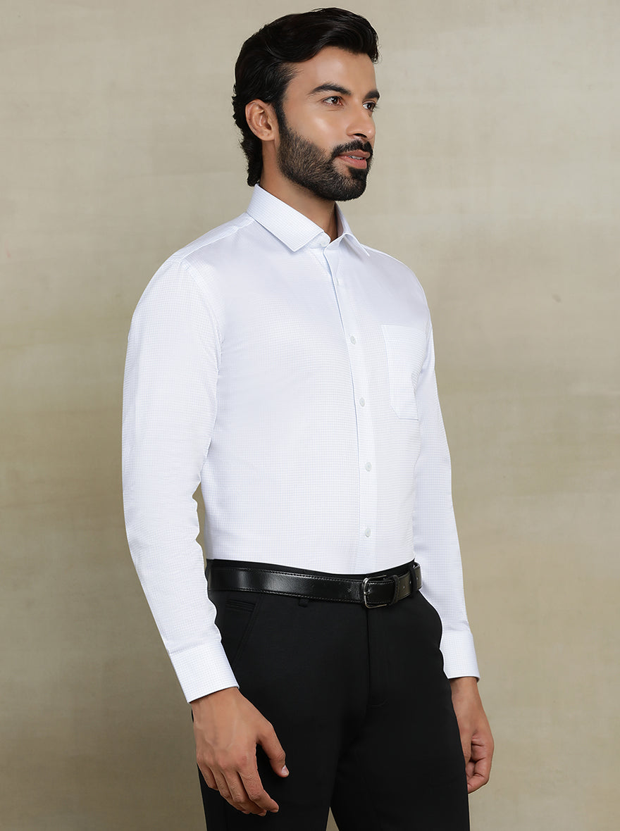 White Checked Regular Fit Formal Shirt | JadeBlue