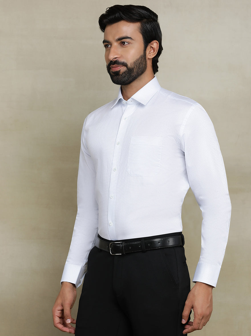 White Checked Regular Fit Formal Shirt | JadeBlue