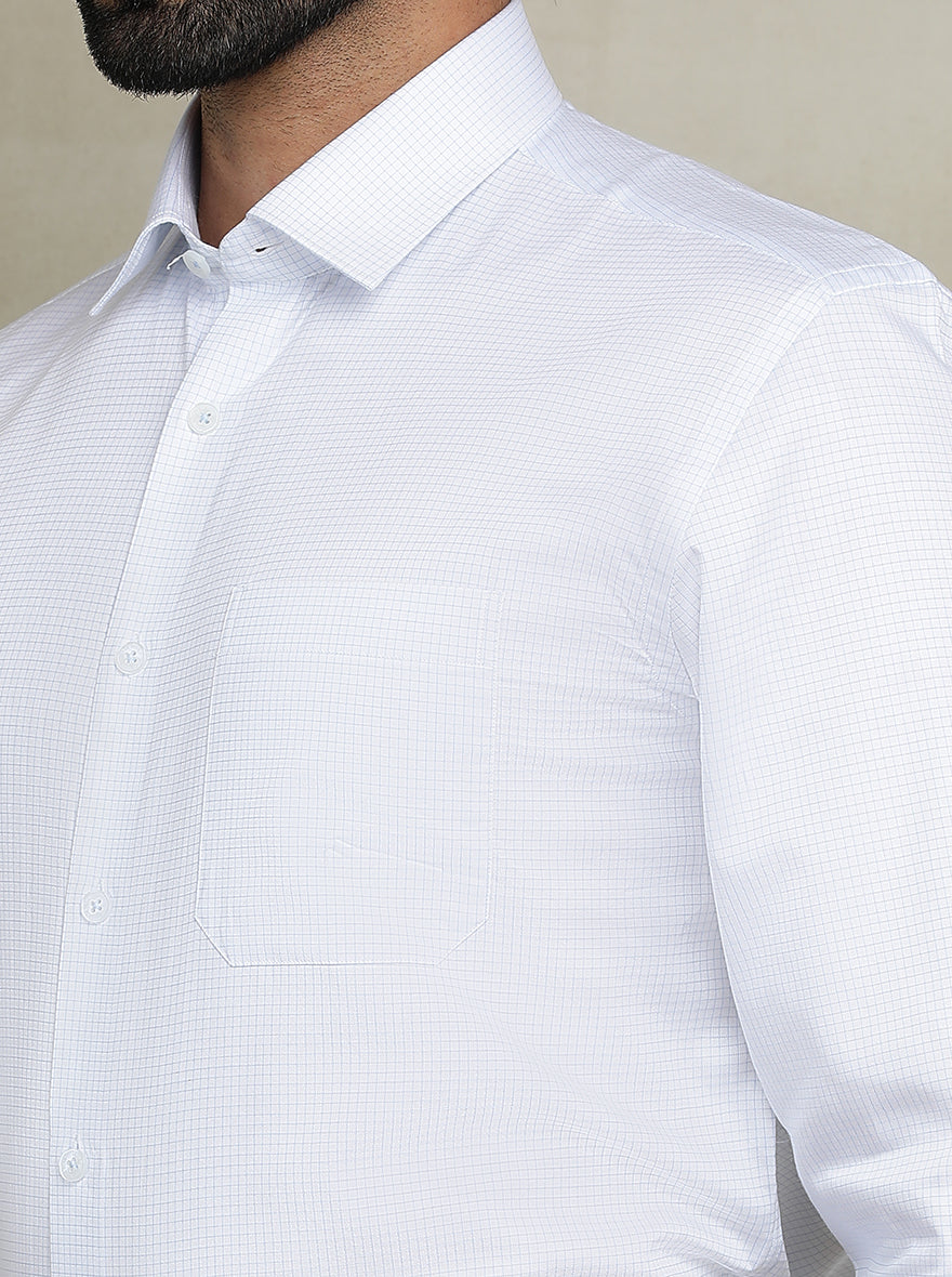 White Checked Regular Fit Formal Shirt | JadeBlue