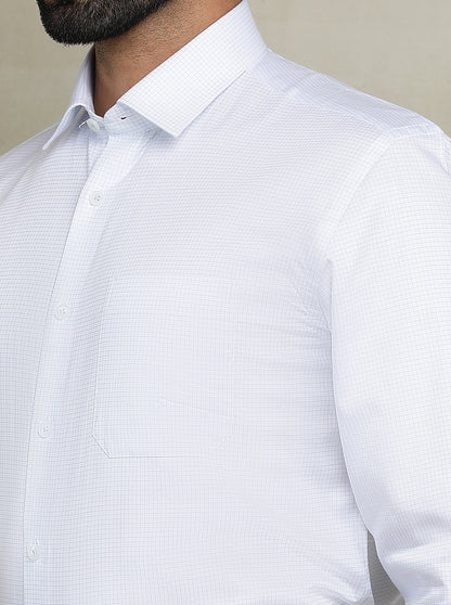 White Checked Regular Fit Formal Shirt | JadeBlue