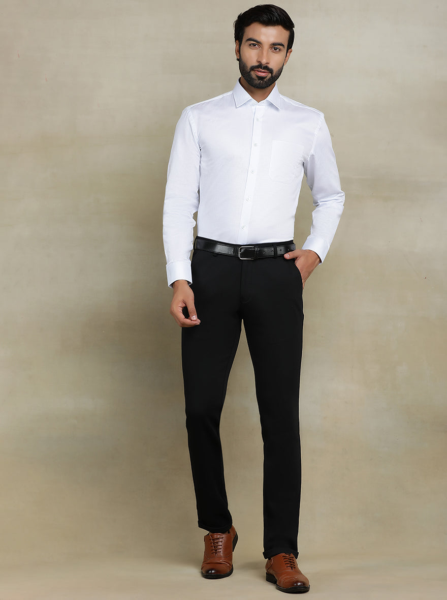 White Checked Regular Fit Formal Shirt | JadeBlue