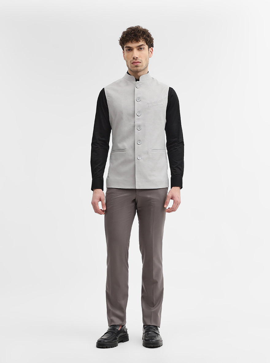 Grey Solid Regular Fit Modi Jacket | JadeBlue