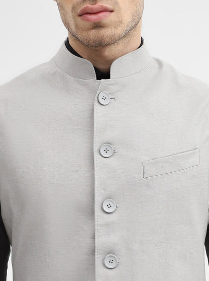 Grey Solid Regular Fit Modi Jacket | JadeBlue