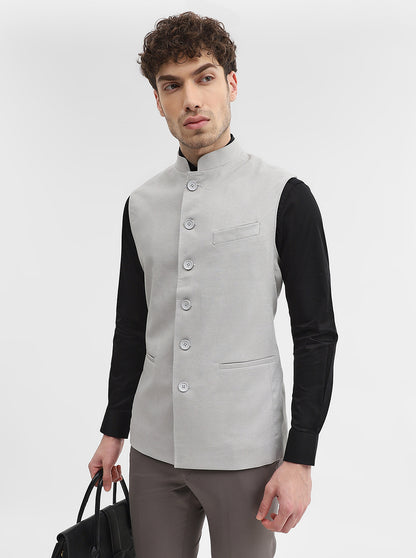 Grey Solid Regular Fit Modi Jacket | JadeBlue