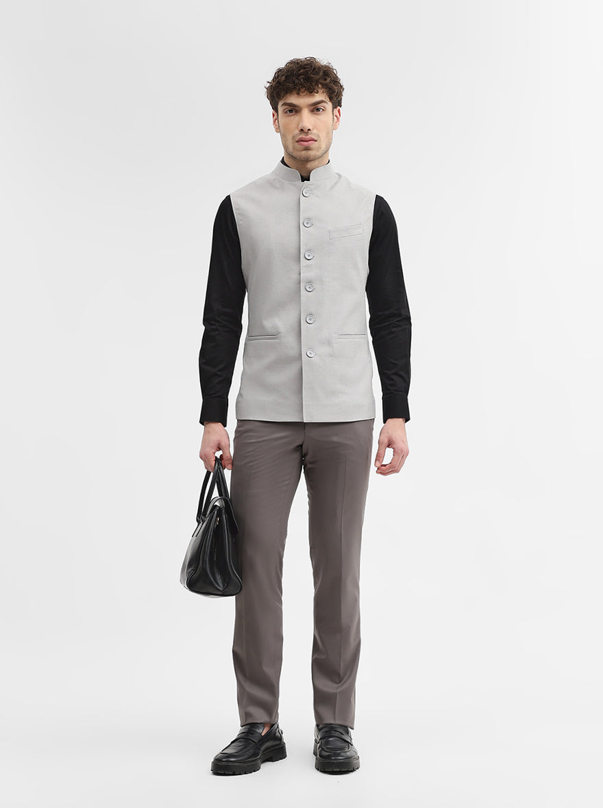 Grey Solid Regular Fit Modi Jacket | JadeBlue