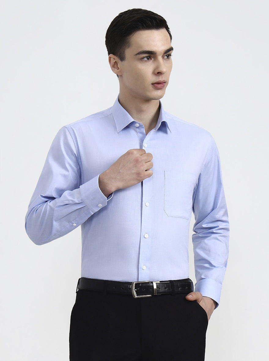 Raw Blue Solid Regular Fit Formal Shirt | JadeBlue