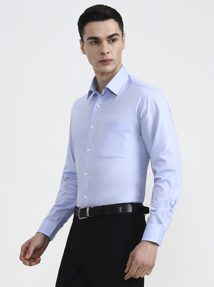 Raw Blue Solid Regular Fit Formal Shirt | JadeBlue