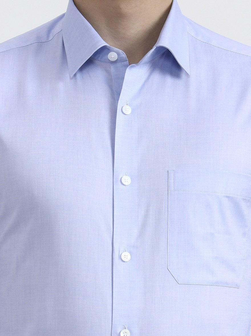 Raw Blue Solid Regular Fit Formal Shirt | JadeBlue