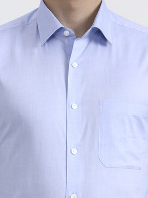 Raw Blue Solid Regular Fit Formal Shirt | JadeBlue
