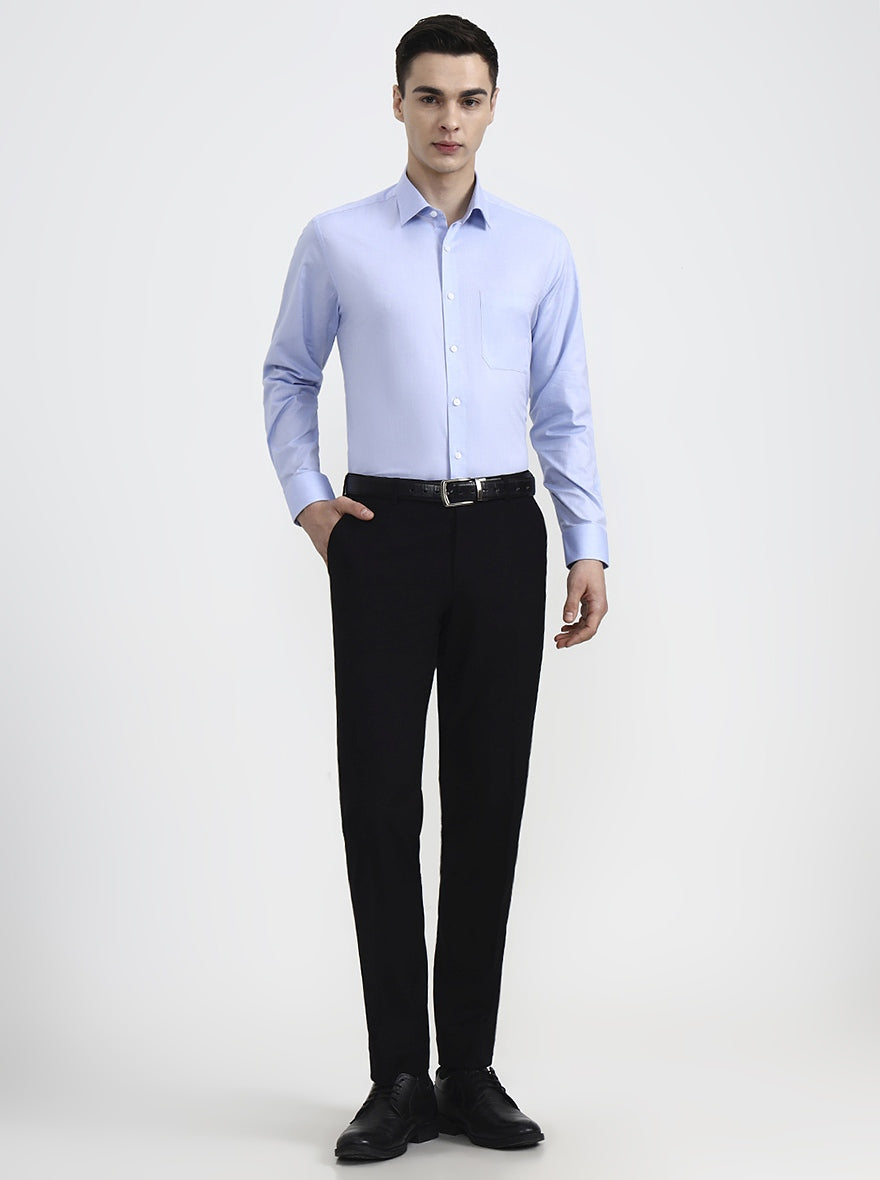 Raw Blue Solid Regular Fit Formal Shirt | JadeBlue