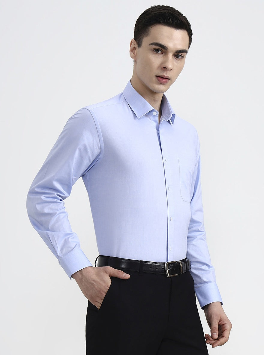 Raw Blue Solid Regular Fit Formal Shirt | JadeBlue