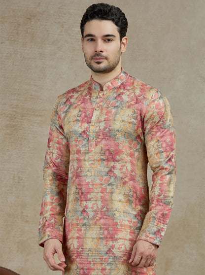 Peach Printed Kurta | The Kurta Company