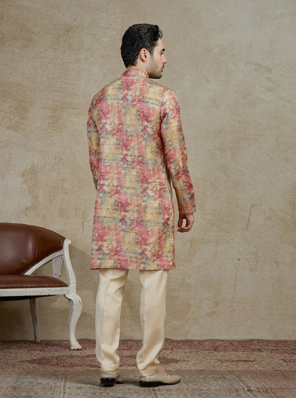 Peach Printed Kurta | The Kurta Company