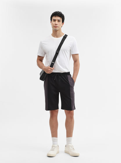 Black & Charcoal Striped Regular Fit Shorts | JadeBlue