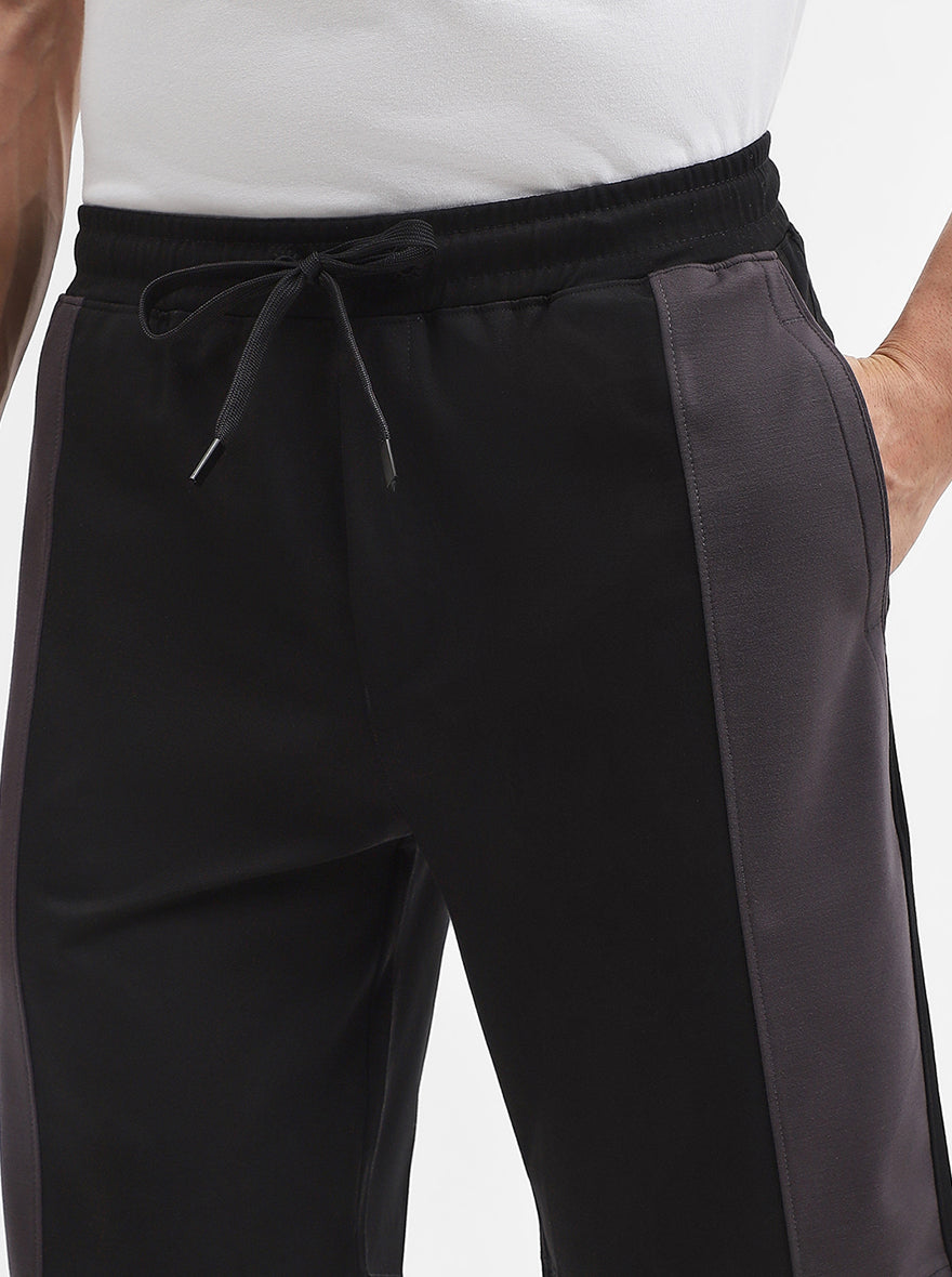 Black & Charcoal Striped Regular Fit Shorts | JadeBlue