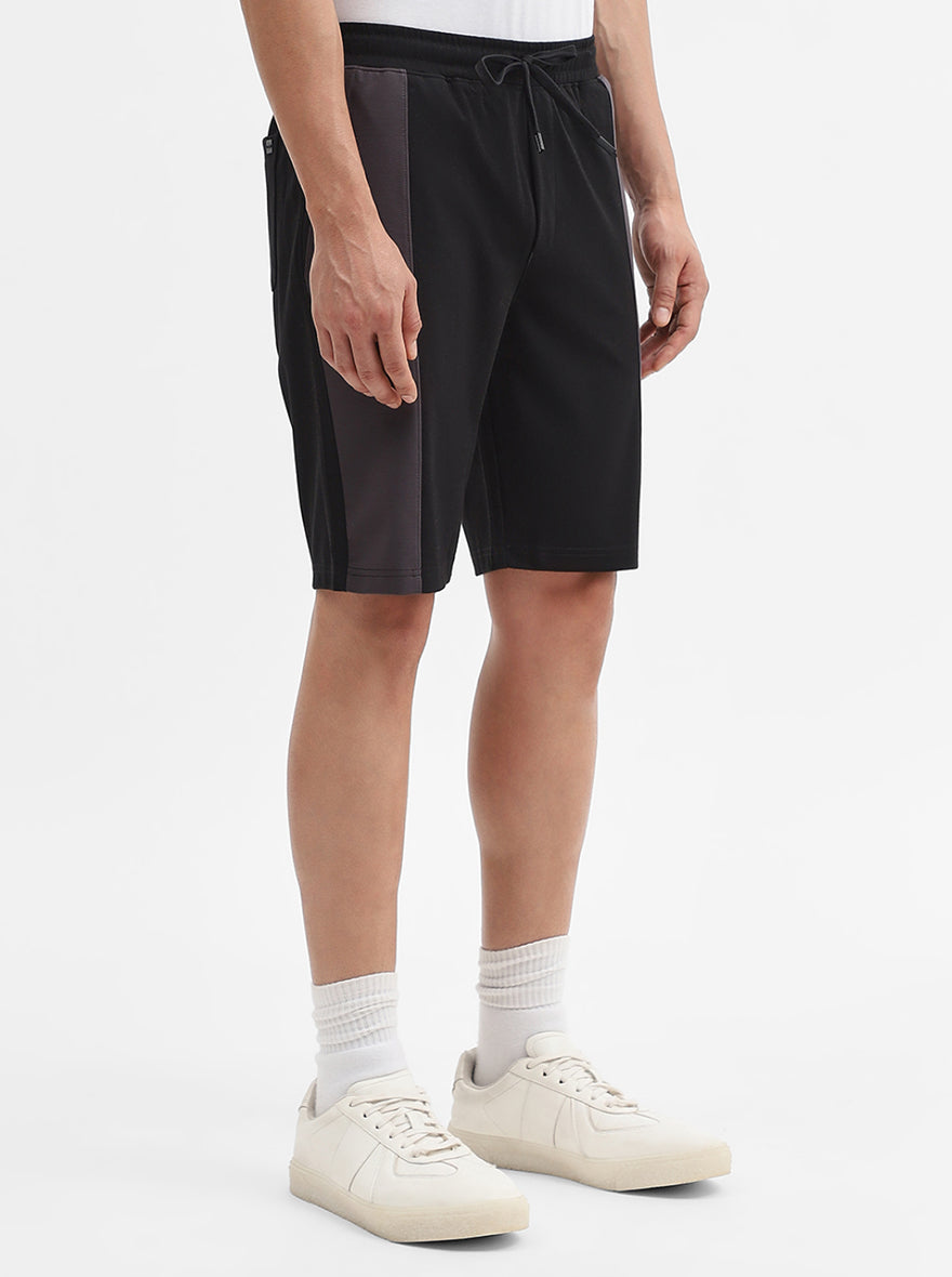 Black & Charcoal Striped Regular Fit Shorts | JadeBlue
