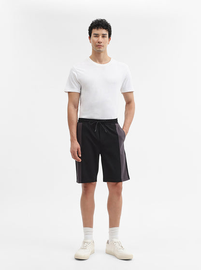 Black & Charcoal Striped Regular Fit Shorts | JadeBlue