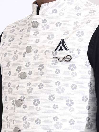 White Printed Regular Fit Waistcoat | Wyre