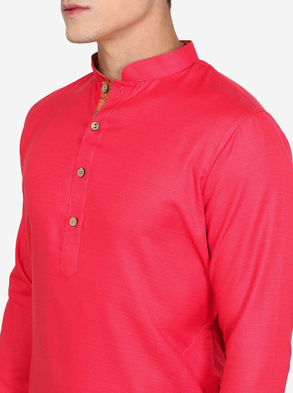 Peach Solid Cotton Blend Kurta | The Kurta Company