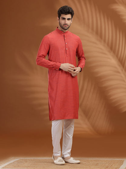 Red Solid Modi Kurta | JadeBlue