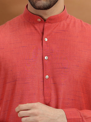 Red Solid Modi Kurta | JadeBlue