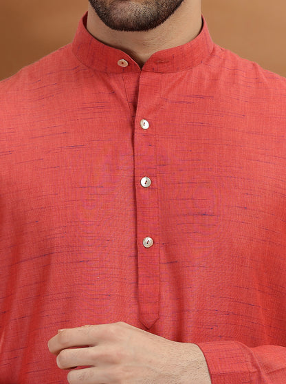 Red Solid Modi Kurta | JadeBlue