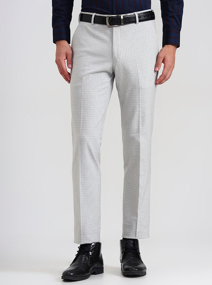 Blue & Maroon Checked Slim Fit Formal Trouser | JadeBlue Youth