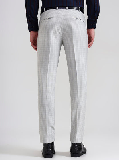 Blue & Maroon Checked Slim Fit Formal Trouser | JadeBlue Youth