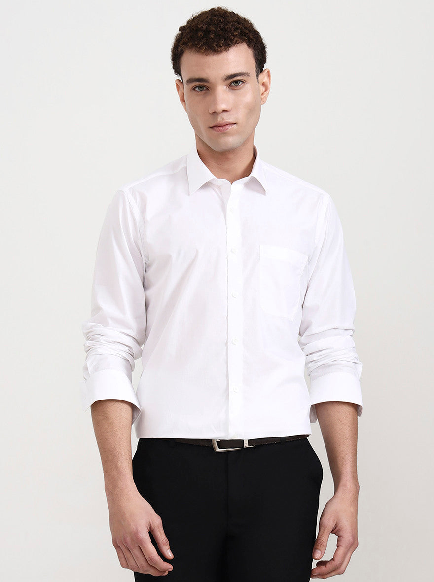 White Solid Regular Fit Formal Shirt | JadeBlue