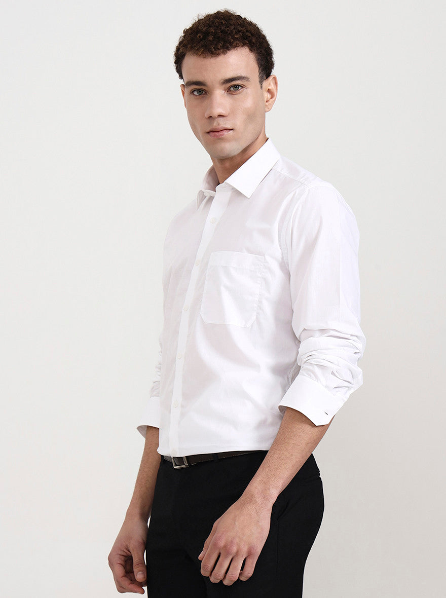 White Solid Regular Fit Formal Shirt | JadeBlue
