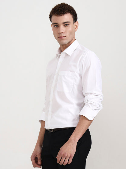 White Solid Regular Fit Formal Shirt | JadeBlue