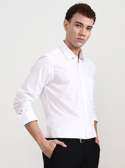 White Solid Regular Fit Formal Shirt | JadeBlue