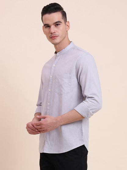 Grey Solid Slim Fit Casual Shirt | Greenfibre