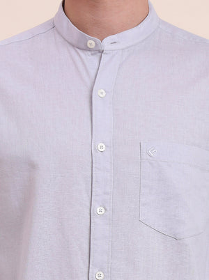 Grey Solid Slim Fit Casual Shirt | Greenfibre