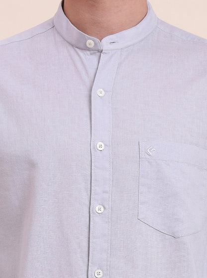 Grey Solid Slim Fit Casual Shirt | Greenfibre