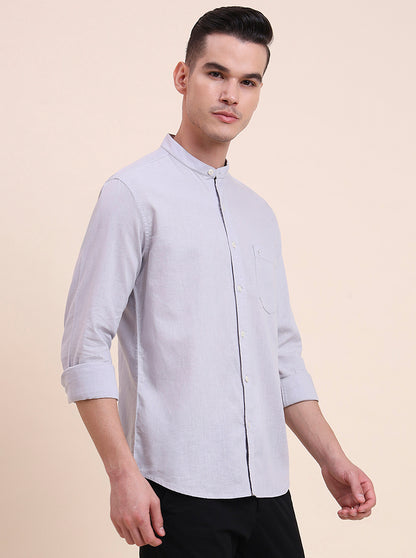 Grey Solid Slim Fit Casual Shirt | Greenfibre