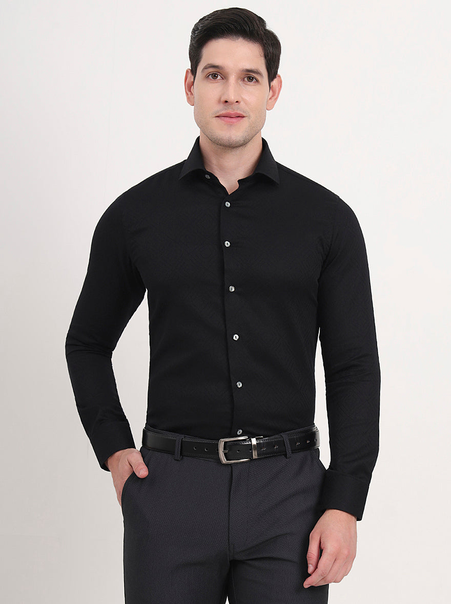 Black Solid Slim Fit Party Wear Shirt | Wyre