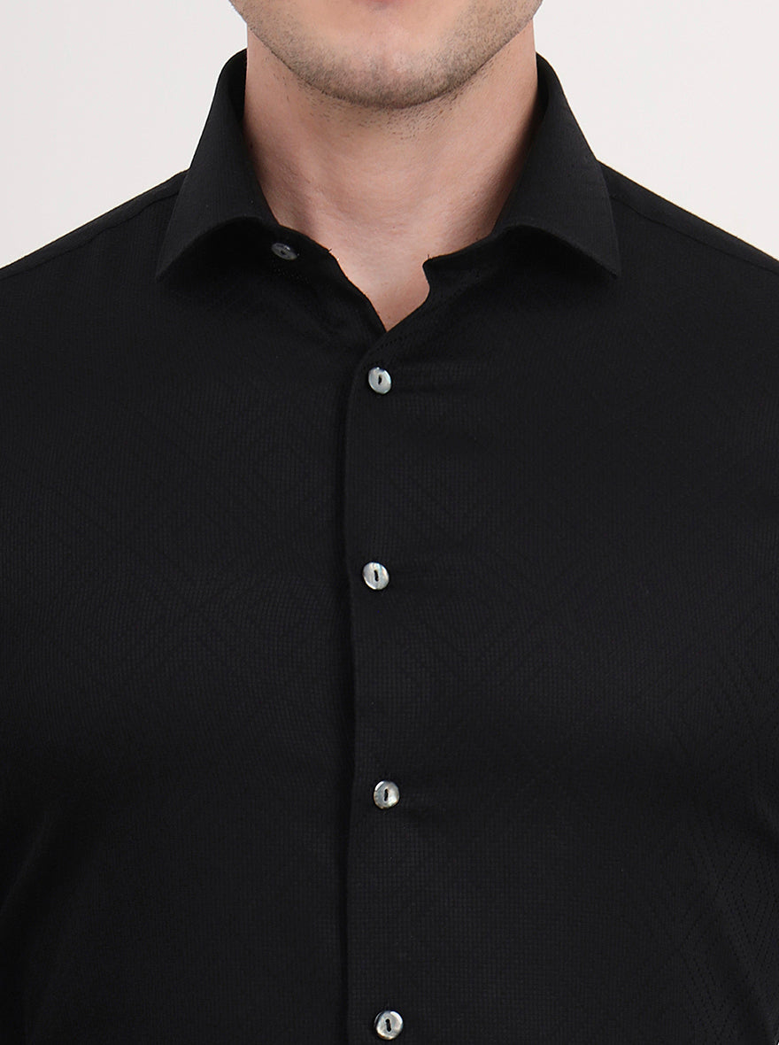 Black Solid Slim Fit Party Wear Shirt | Wyre