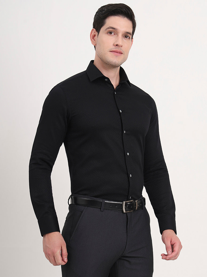Black Solid Slim Fit Party Wear Shirt | Wyre