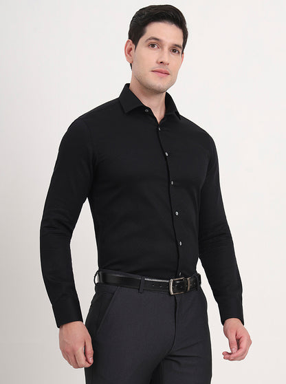 Black Solid Slim Fit Party Wear Shirt | Wyre