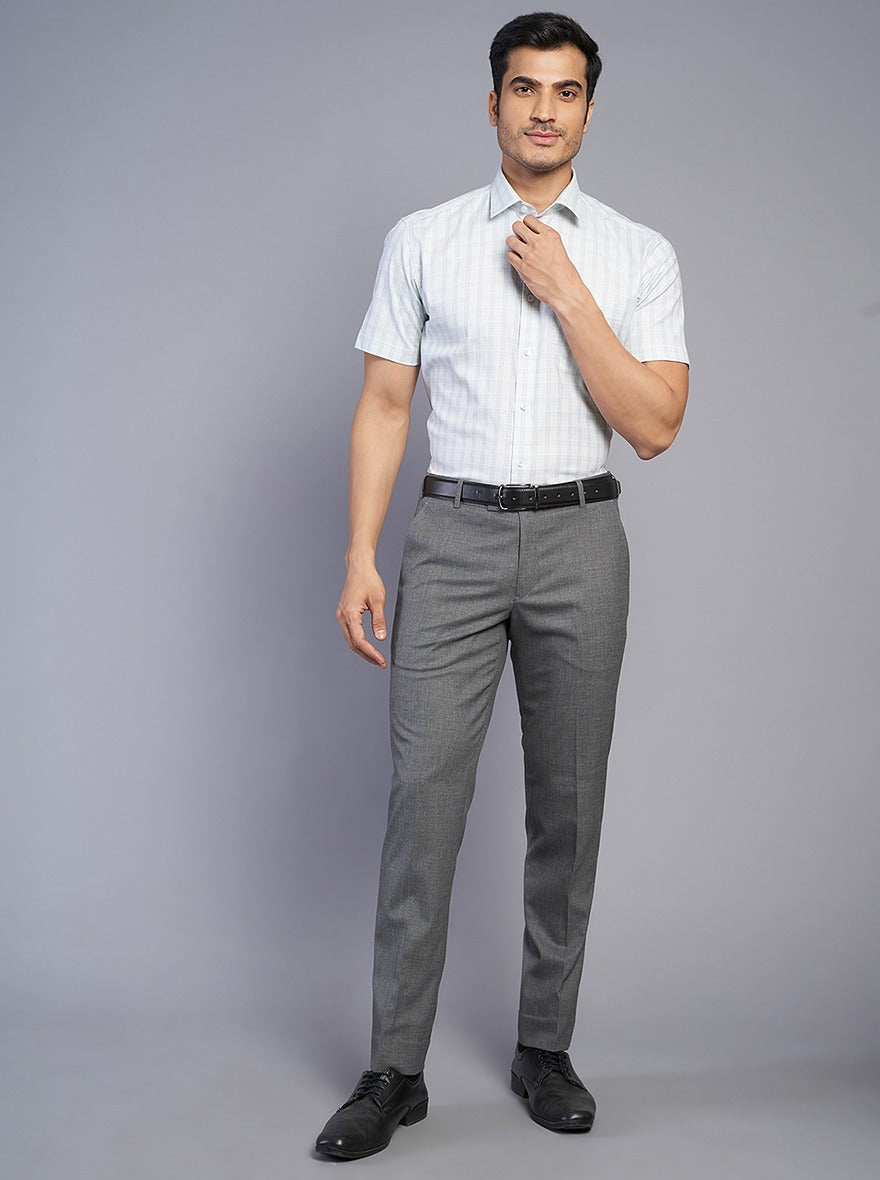 Light Green Checked Regular Fit Formal Shirt | JadeBlue