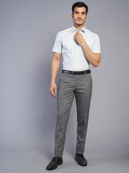 Light Green Checked Regular Fit Formal Shirt | JadeBlue