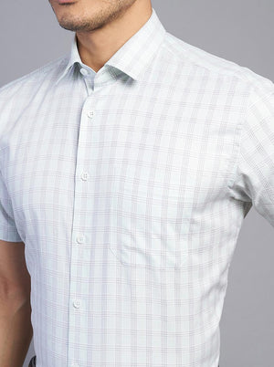 Light Green Checked Regular Fit Formal Shirt | JadeBlue