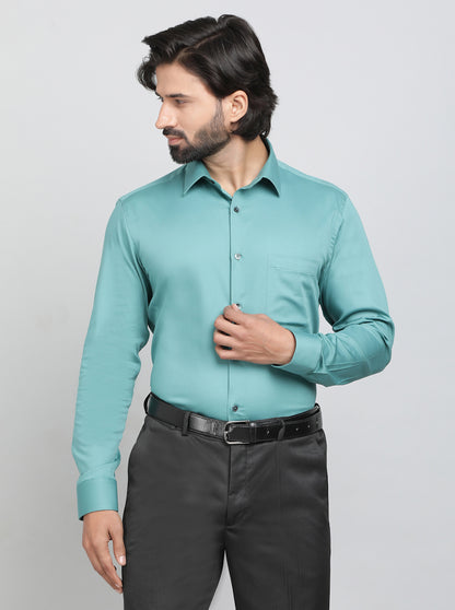 Green Solid Slim Fit Formal Shirt | JadeBlue