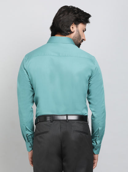 Green Solid Slim Fit Formal Shirt | JadeBlue