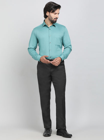 Green Solid Slim Fit Formal Shirt | JadeBlue