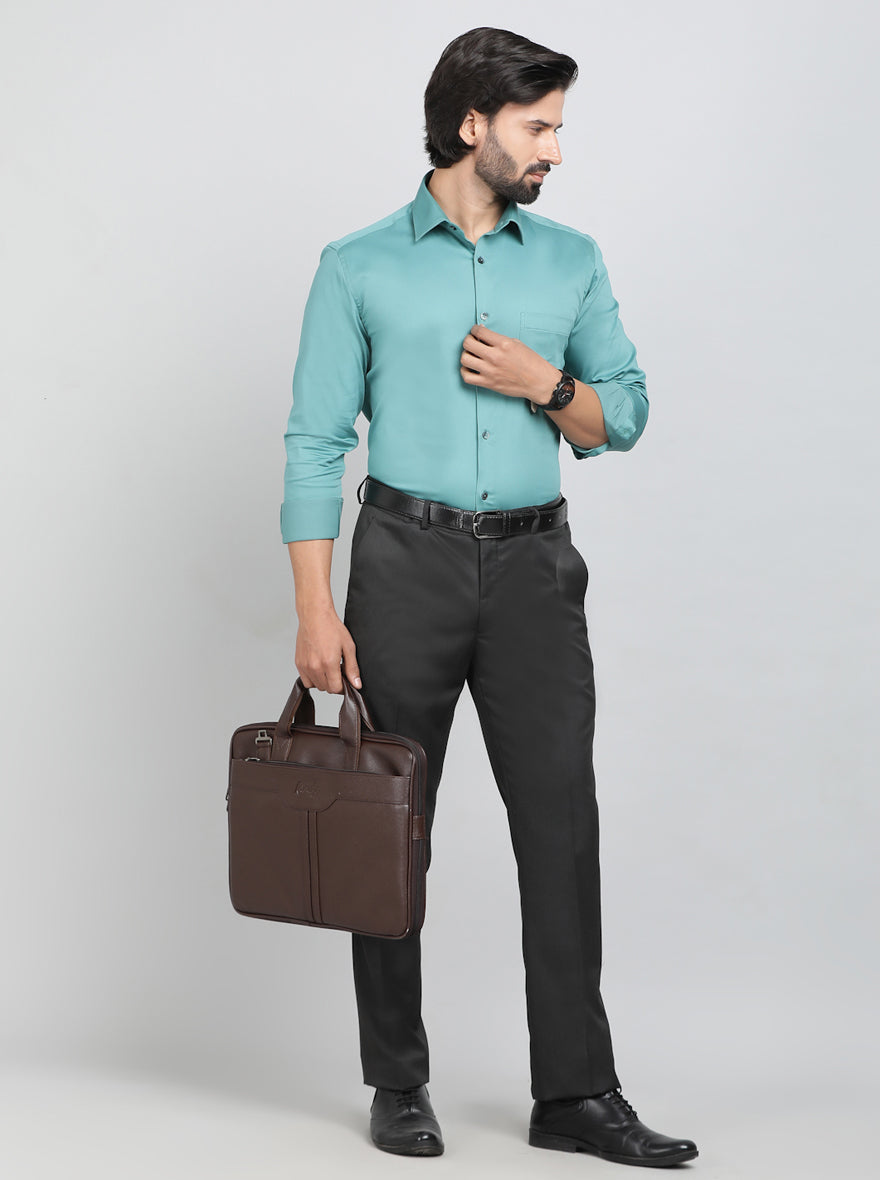 Green Solid Slim Fit Formal Shirt | JadeBlue